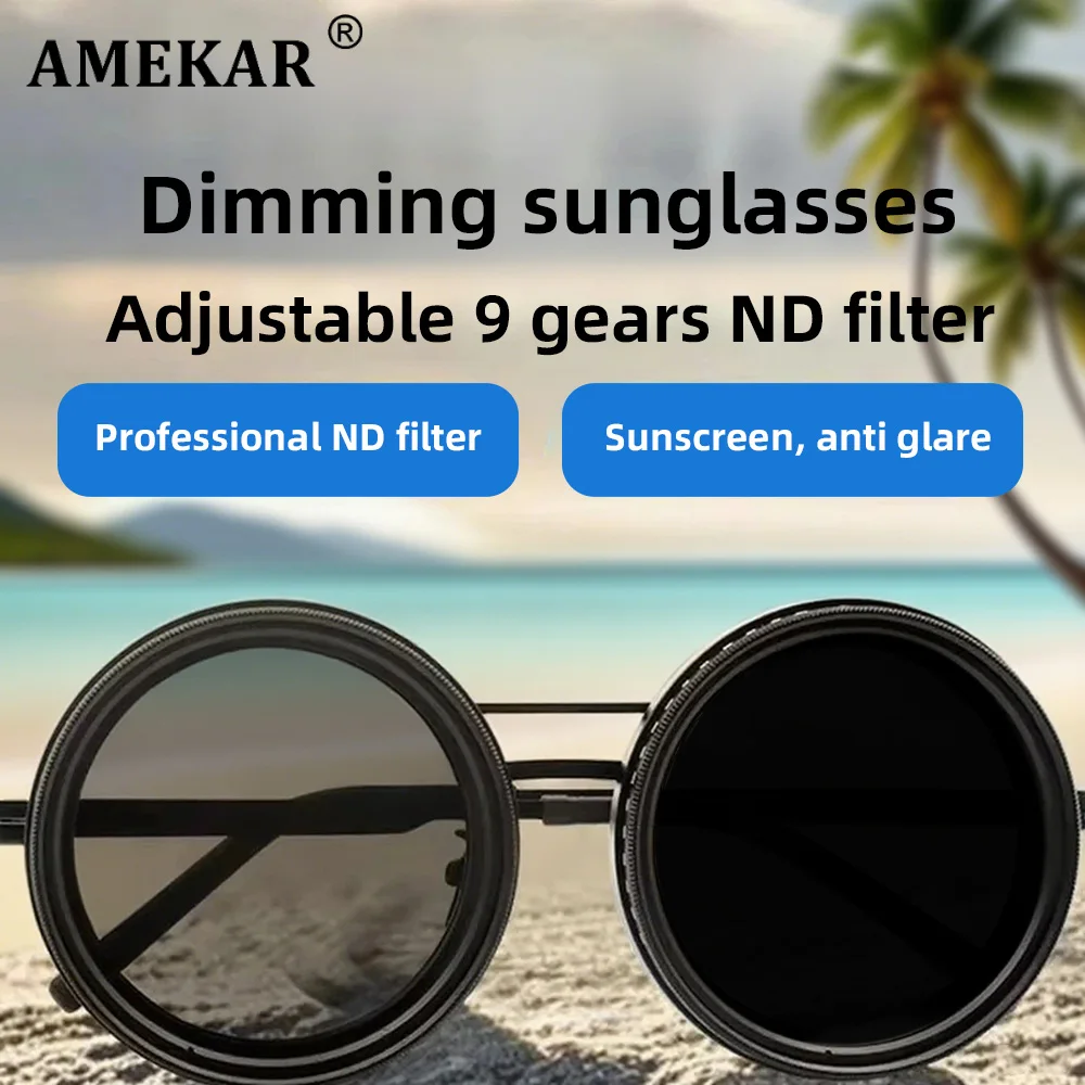 

Protective Polarized Round Sunglasses ND filters Adjustable Dimming Sun Glasses Men Hip-hop Retro Punk Men's Outdoors Eyeglasses