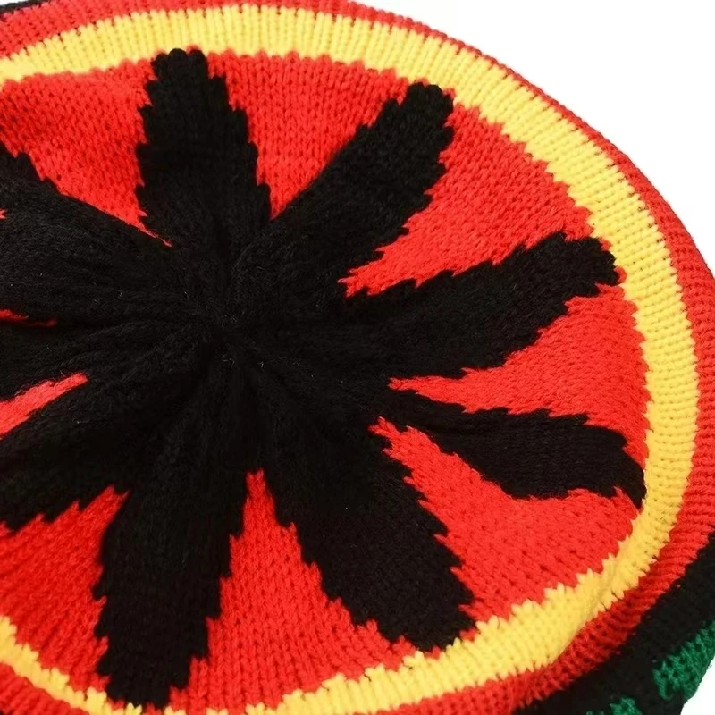 New Unisex Knitted Braid Hat Jamaican Bob Rasta Beanie Hats Hip Hop Cap Dreadlocks Wig Bob Marley Caribbean Fancy Dress Hat view 6