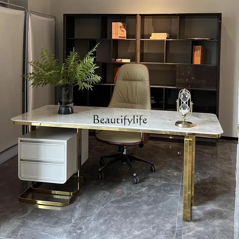 X4 High-end luxury home study writing desk modern office slate computer desk
