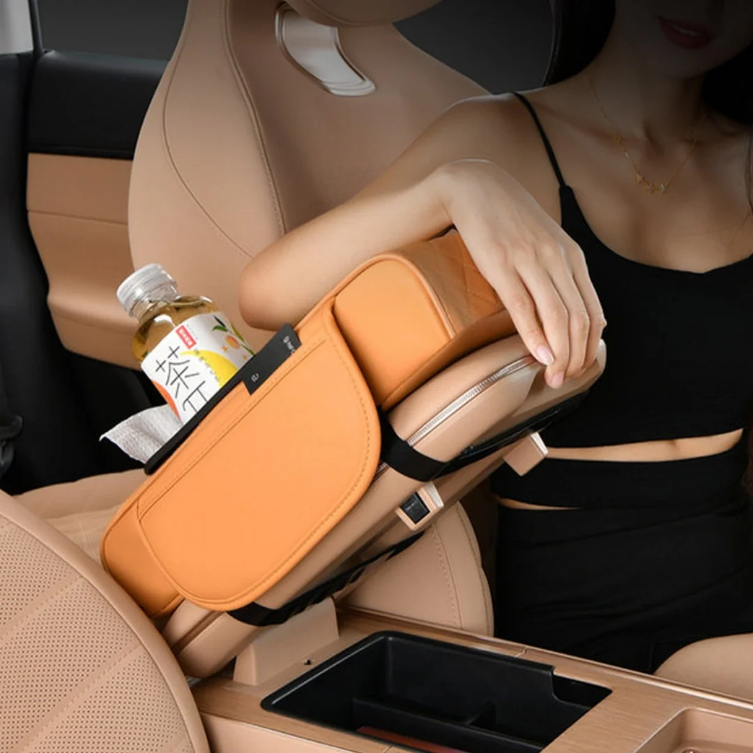 Auto Center Console Armrest Height Pad, Armrest Cushion Cover with 2 Cup Holders, All-Season Car Armrest Pillow Protector