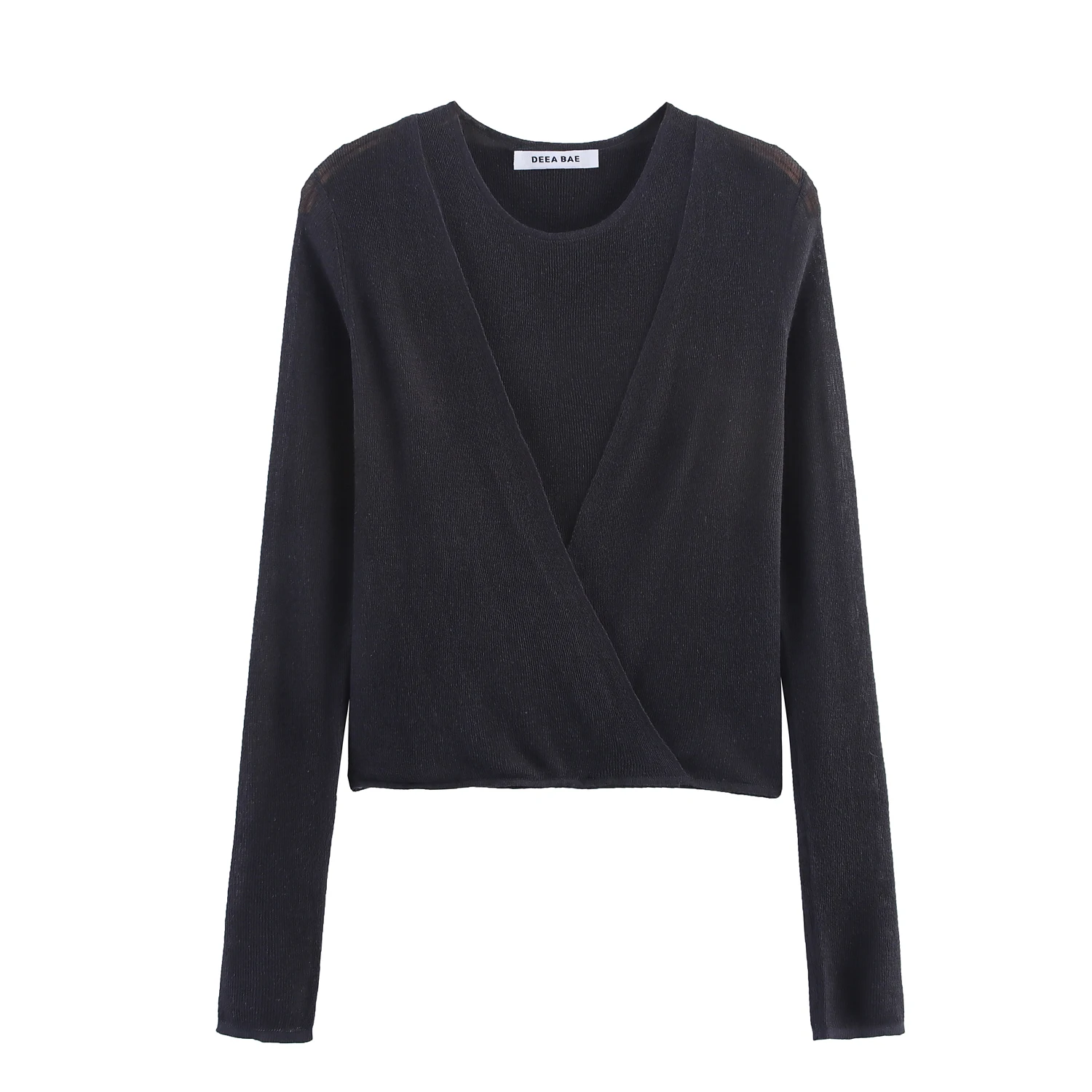 

Женская одежда, осенние новинки, универсальные повседневные и модные облегающие топы, трикотажные топы с круглым вырезом и длинными рукавами.