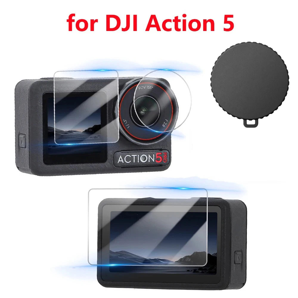 DJI 액션 5 용 강화 유리 스크린, 보호대 필름 렌즈 보호 커버, DJI OSMO 액션 5 프로 액션 카메라 액세서리