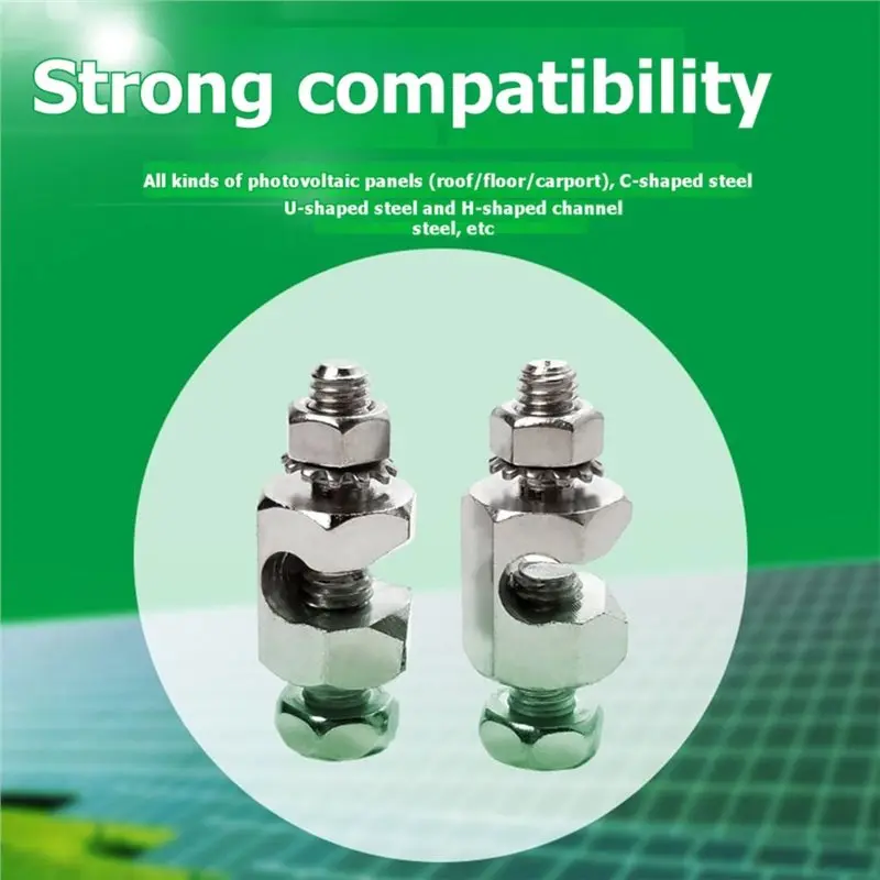 NEWA25P 5Pcs Solar PV Grounding Clamp Lightning Protection Earth Clip Bracket Ground Terminal For Solar Panel Wire Connection