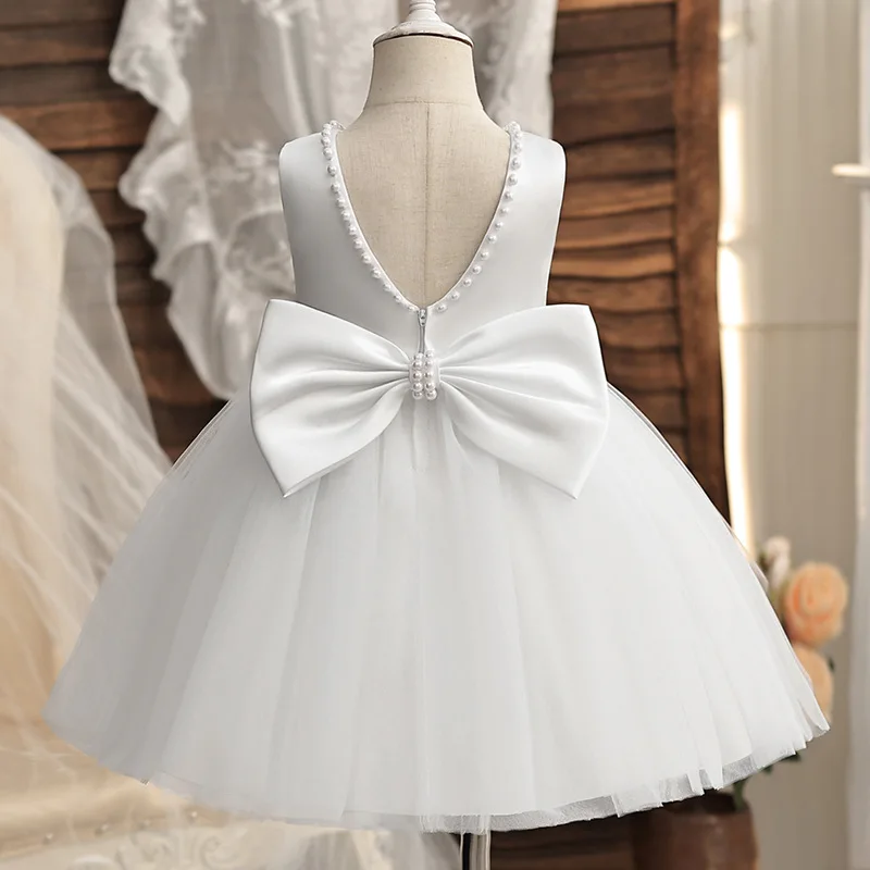 1 to 5 Years Kids Party Dresses Flower Girl Luxury Festive Birthday Pearls Evening Elegant Dress Baby Child Gala Wedding Costume