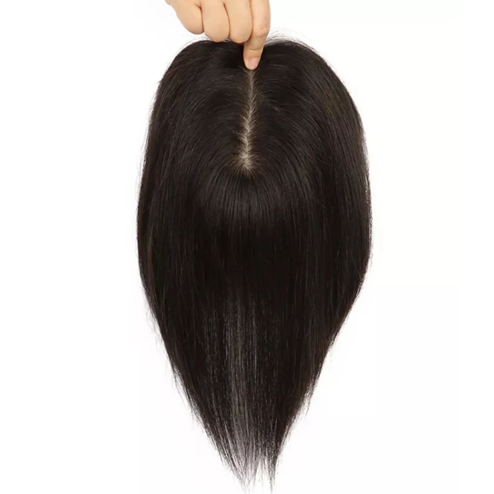 Ready Stock 100% Double Drawn Hair Mono Base 4 Clips Natural Real Remy Human Hair Lace Topper