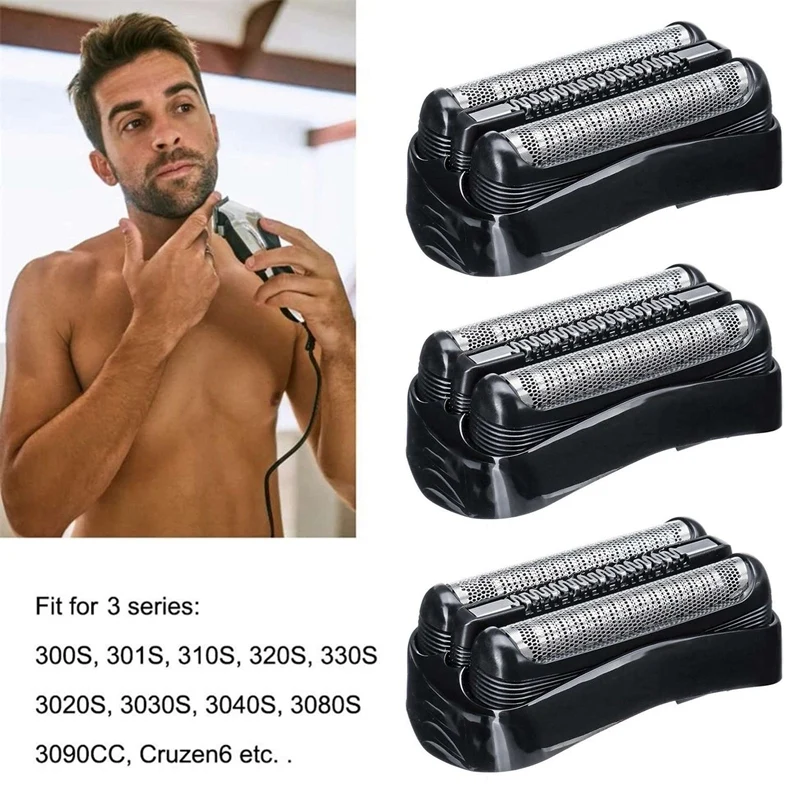 Substituição Shaver Head Acessórios, Faca Net Membrana para Braun Série 3, barbeadores elétricos, 301S, 310S, 320S, 3000S, 21B, 5Pcs