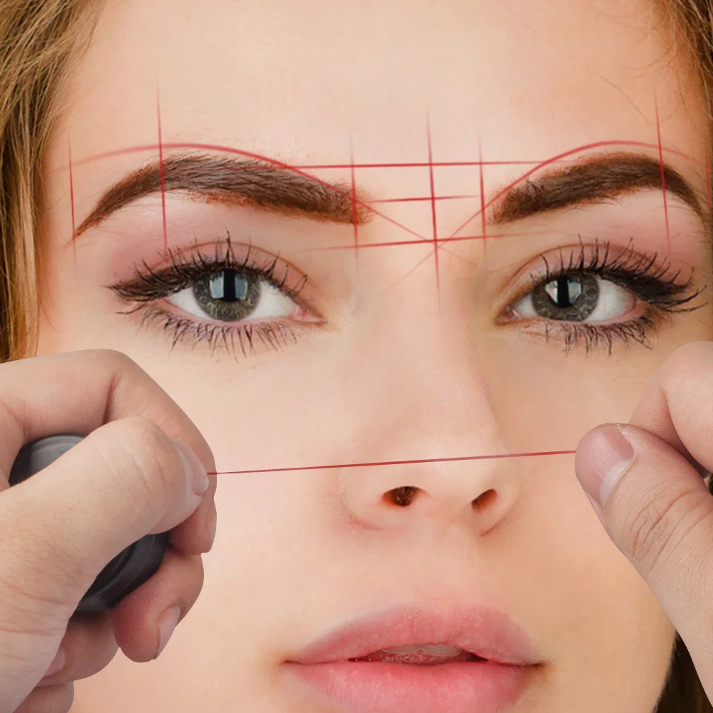 Tinta de Microblading para maquillaje de cejas, hilo de lino, herramienta de medición de posicionamiento semipermanente, 20/10M