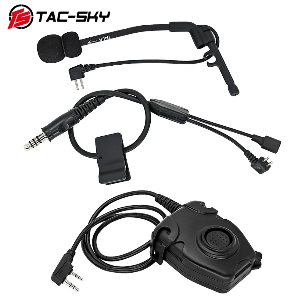 NONE TAC-SKY Outdoor-Jagd-Taktik-Headset-Y-Kabelsatz-Adapter, kompatibel mit U94 PTT für Pelto PTT und COMTA-Mikrofon 6