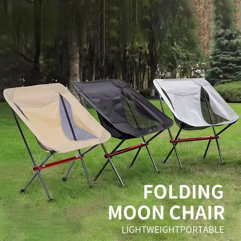 Outdoor Portable Moon Chair Travel Camping Folding Comfortable Leisure Chairs Ultra Light Backrest Picnic Fishing Folding Chair