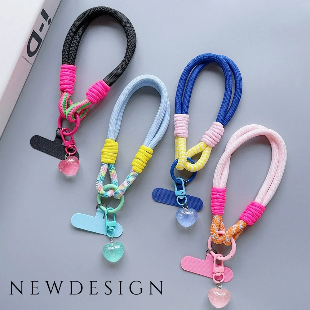 

Universal Braided Mobile Phone Lanyard Strap Cartoon Star Hanging Chain Ring Cord with Patch Wrist Strap Cell Phone Detachable