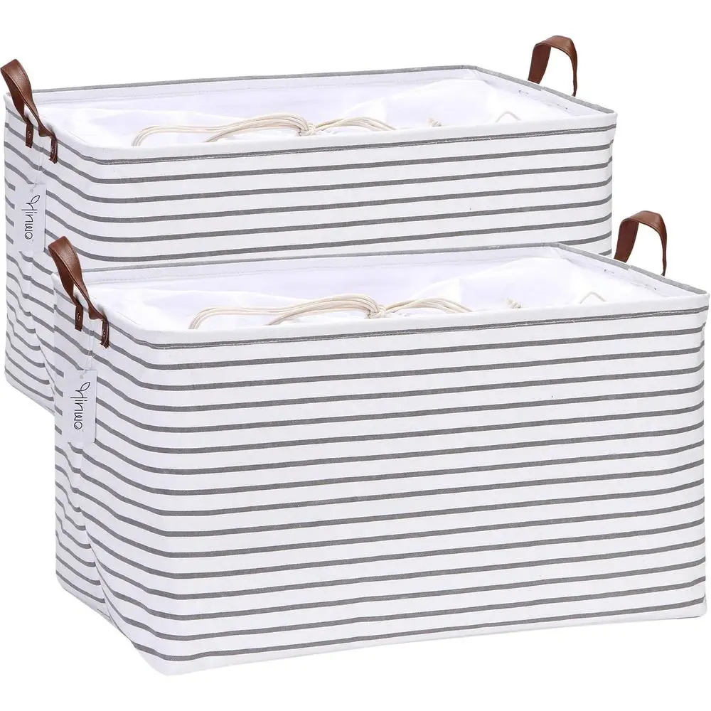 

2-Pack Extra Large Canvas Fabric Storage Baskets with Handles, 70L Oversized Storage Bins, Collapsible Storage Box, Clothes, Toy