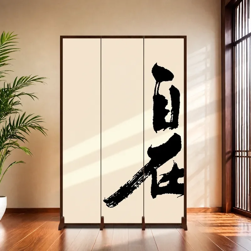 Chinese Zen Folding Screen Partition for Living Room Entrance Tea Room Office Study Calligraphy Painting Display Health