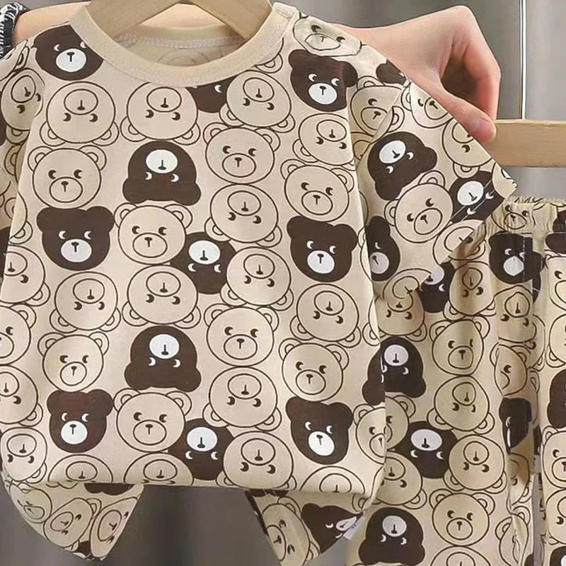 Cartoon Printed Sets Summer Boys Girls Pure Cotton Home Clothes Suits Kids Casual Tracksuits T-shirt+Shorts 2 Pcs Outfits 2-8Y