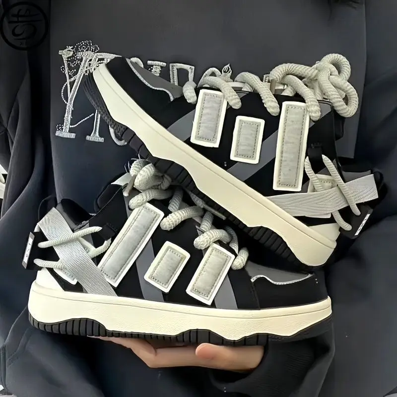 

Оригинальная мужская обувь в американском стиле в стиле ретро, уличные трендовые повседневные кроссовки, дизайнерские кроссовки на шнуровке в полоску, Tenis Feminino