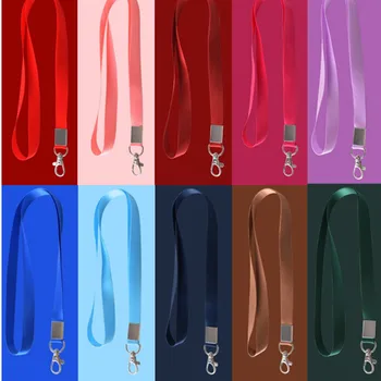 Keychain ID Tag Name Badge Holder Lanyard Solid Color Employee's Pass Card Case Sleeve Working Permit Cover Badge Neck Strap