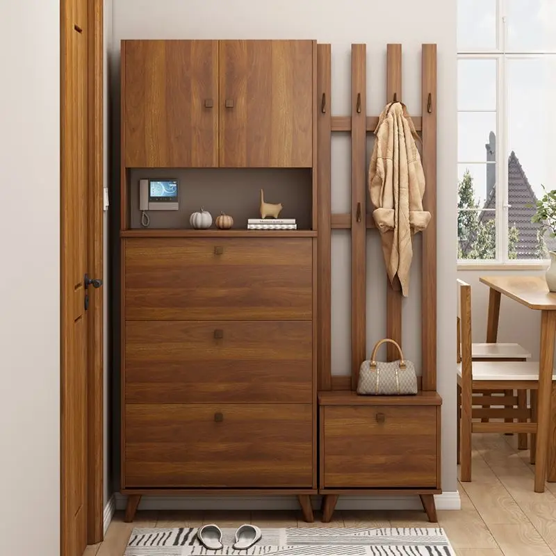 New Chinese-style ultra-thin shoe cabinet household door tipping bucket hanger integrated combination can sit against the wall
