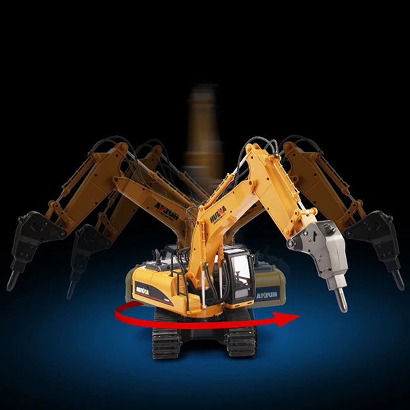 HUINA 1/14 16CH RC Remote Control Broken Drill 1560 RTR 2.4GHz Excavator Car Assembled Battery Outdoor Toys Boys Gift TH18048