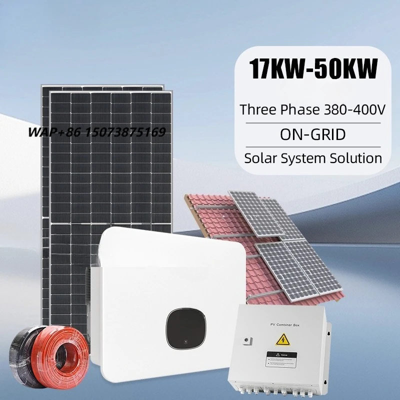 Full Set 17KW 50KW Three Phase Grid Tied Solar System  Inverter Commercial on Grid PV Power System for Business