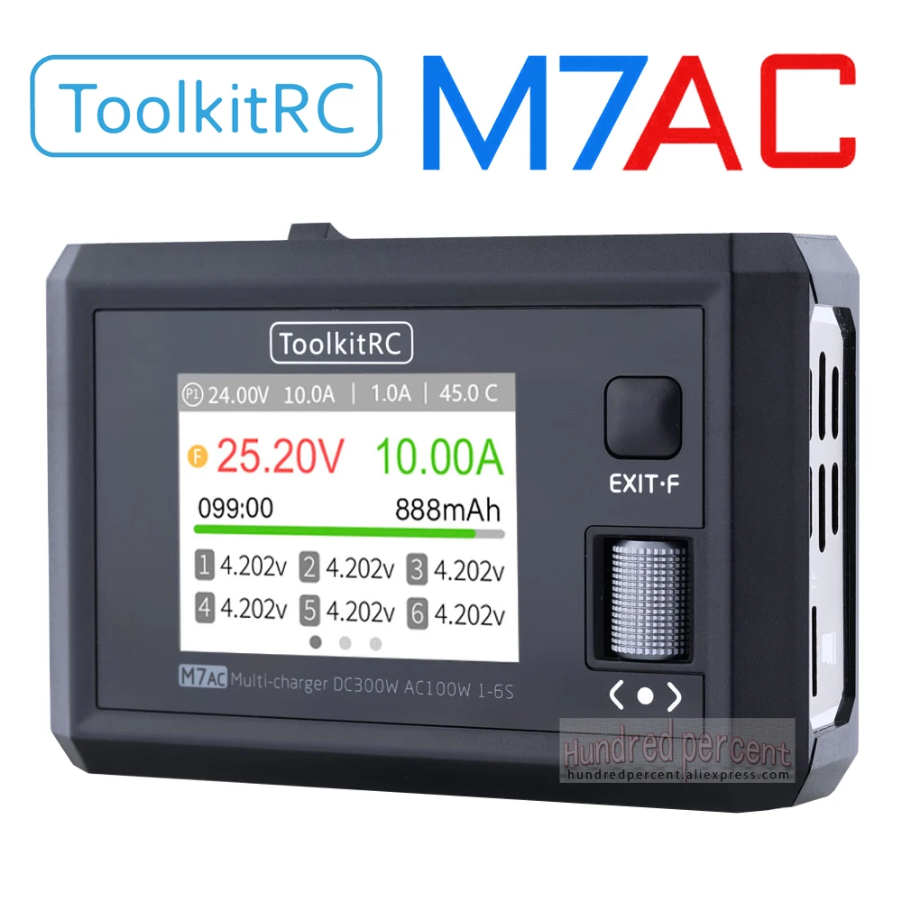 

ToolkitRC M7AC Intelligence Charger AC100W DC300W XT60 XT30 2-6S Battery Balance Remote Control Car FPV Model Drone Attachment