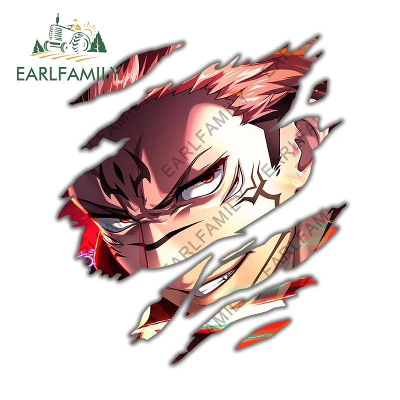 

EARLFAMILY Cool Sukuna Tear Car Sticker Scratch-Proof Laptop Mortorcycle Vinyl Decal Personality Waterproof Street Signs