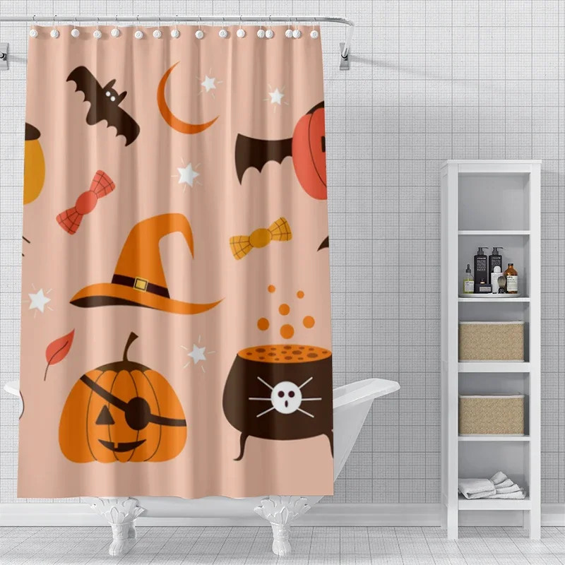 Home decoration shower curtains bathroom waterproof curtain fabric Modern Nordic Living Room happy Halloween Autumn Pumpkin