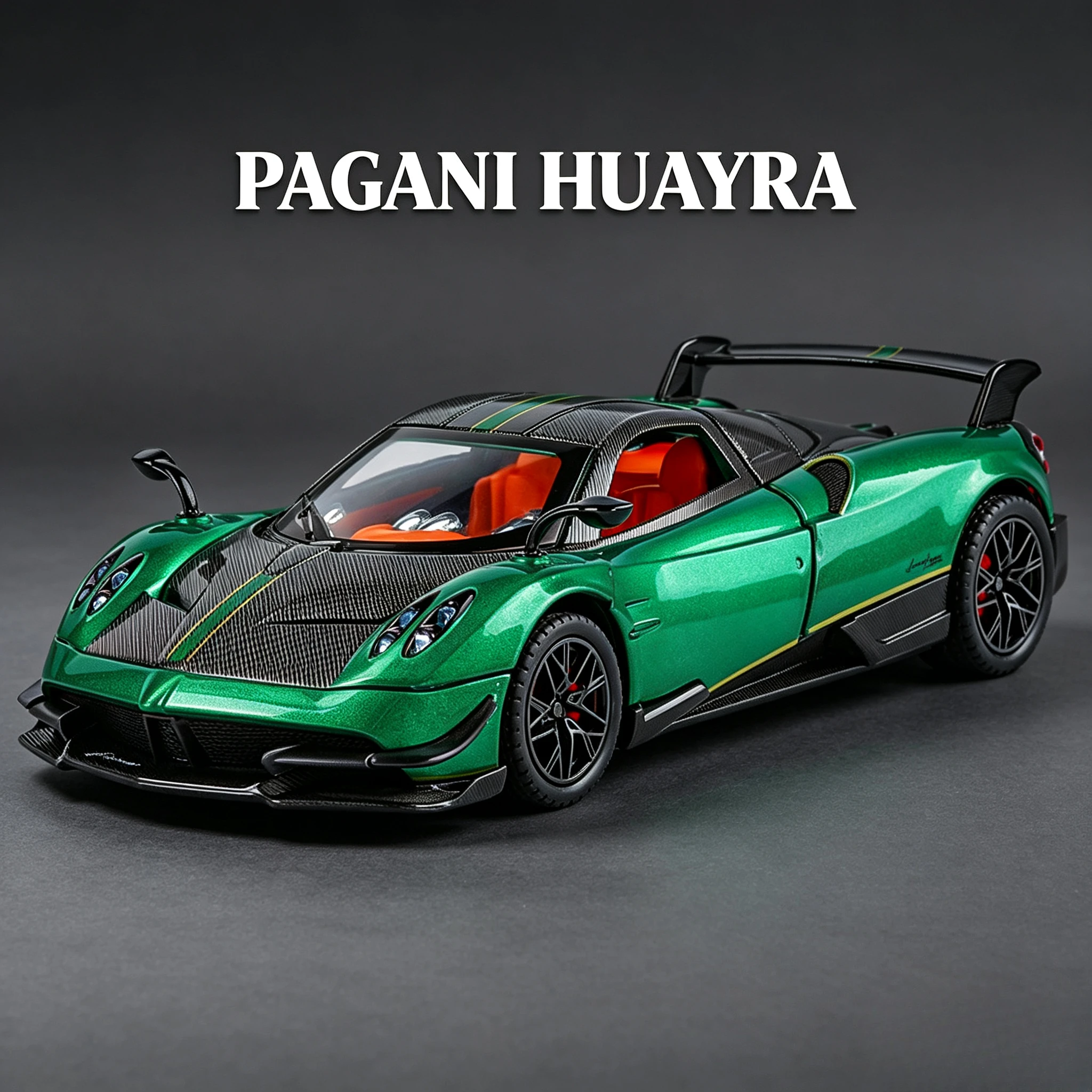 1:24 Huayra BC Model Car Toys Alloy Diecast Shock Absortion Pull Back Sound Light Simulation Racing Vehicle Gift for Boy