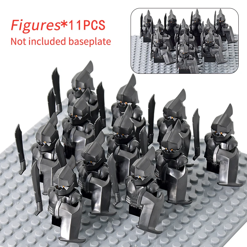 11pcs/lot Movie Series Orc Uruk-hai Army lotr Action Figures Mini Bricks Doll Assemble Building Blocks MOC DIY Toys for kid gift