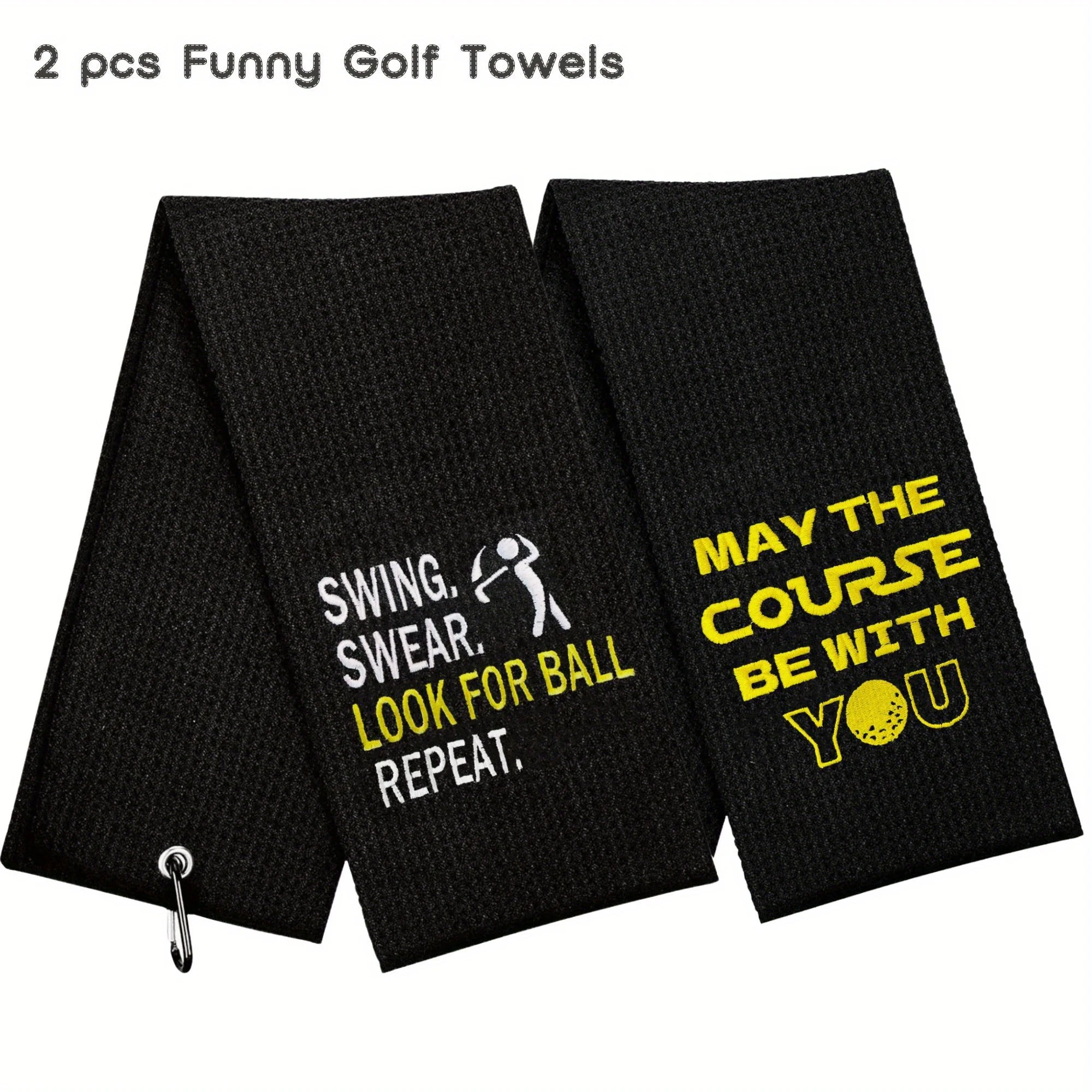 

2-х предметные забавные полотенца для гольфа, подарки для игроков в гольф для взрослых, забавные аксессуары для гольфа с вышивкой, вещи с зажимом для взрослых, сумки для болельщиков в гольф