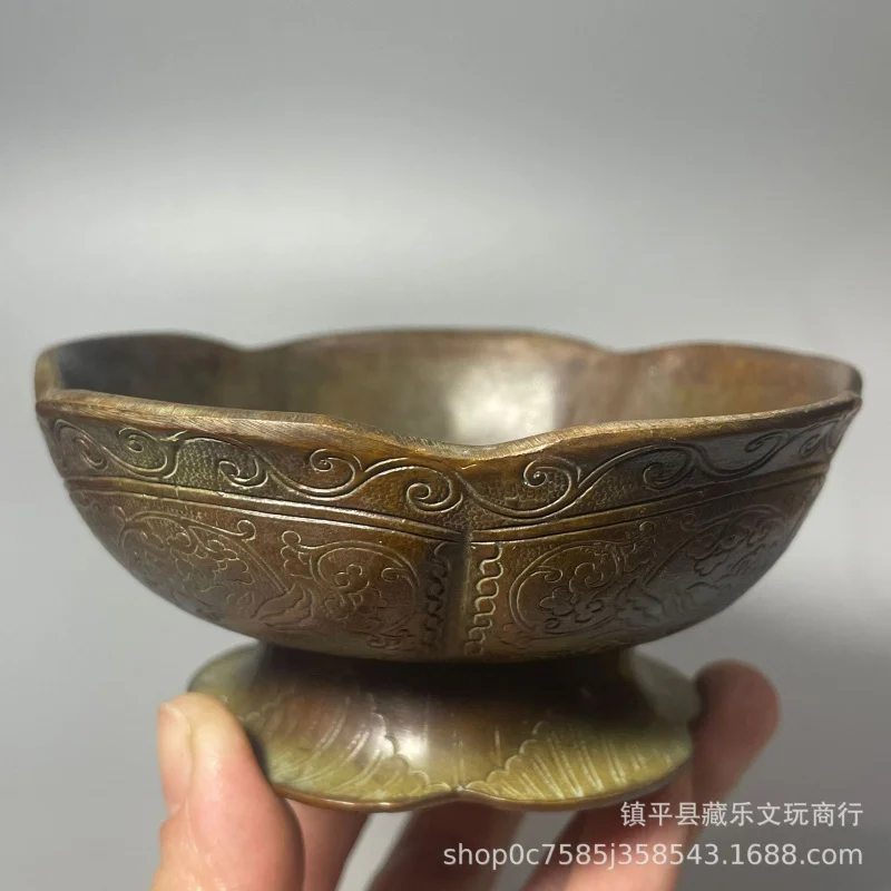 Antique Bronze Collection Antique Distressed Kangxi Qianlong Xuande Copper Bowl Old Objects Decorative Crafts Wholesale Ornament