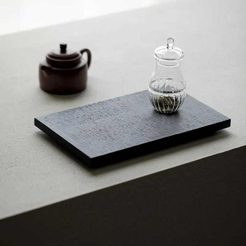 Ash wood sawtooth pattern surprise wind carbonized tea tray rectangular pot bearing dry brewing table dry brewing tray mat board