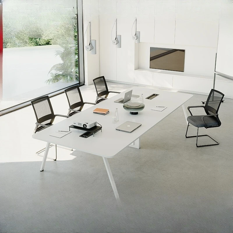 

Simple white conference table and chair combination training strip table small office meeting room negotiation table