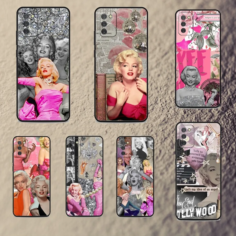 Vintage Pink M-Marilyn M-Monroe Phone Case For Samsung S23,22,21FE 20,10lite 9,8,5plus 6,7edge Note20,20ultra Black Silicone