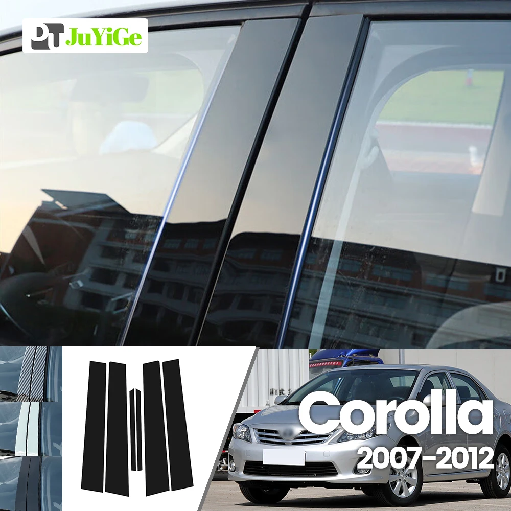 

For Toyota Corolla 2007-2012 2008 2009 2010 2011 Bright Black Carbon Fibre Window Door B C Sticker