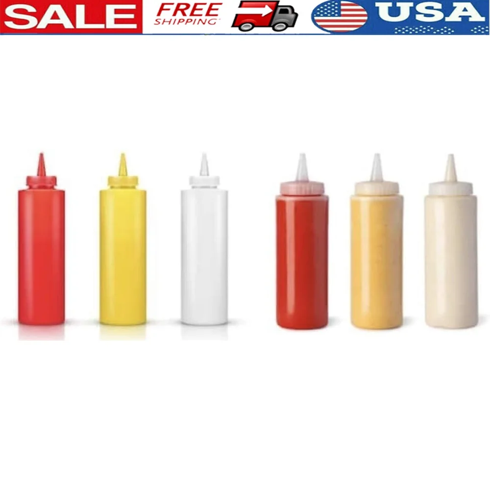 

Large Squeeze Bottles 6 Pack Leak Resistant Refillable Kitchen Craft Bottles Ideal Sauces Oils Paints Condiments