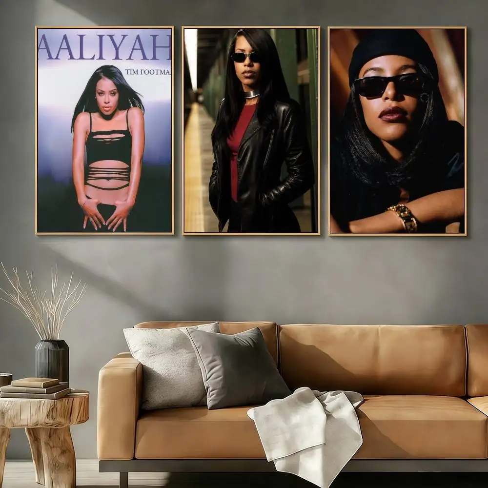 SINGER A-AaliyahS-ES Poster Stickers Art Print Retro Aesthetic Wall Decor Living Room Bedroom Home Office HD Gifts