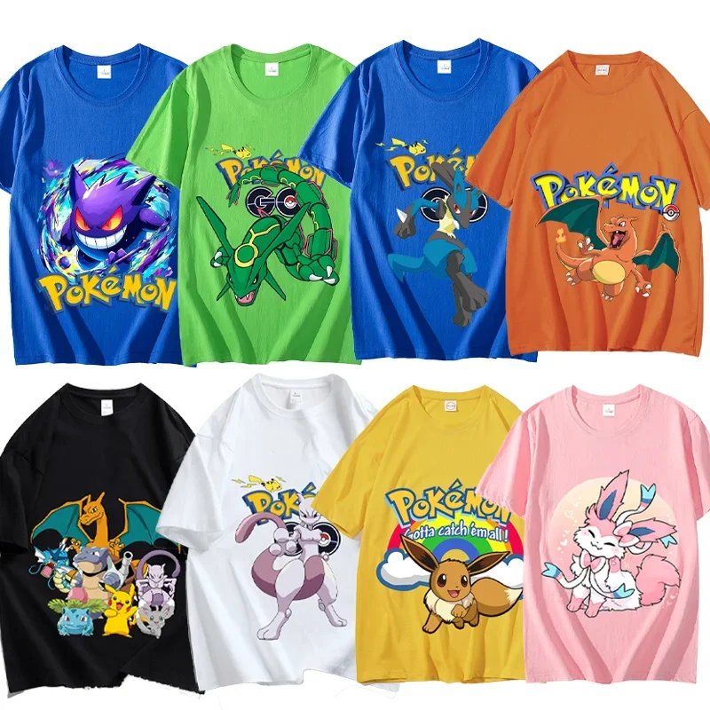 

Футболка с покемонами Пикачу Чаризард Мьюту, мужские топы, женские летние свободные футболки с короткими рукавами для взрослых, Gengar, одежда в стиле аниме, подарок