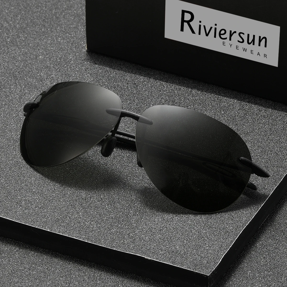 Image of Klassische Piloten-Sonnenbrille ohne Rahmen für Herren und Damen, ultraleichte Golfbrille, polarisierte UV400-Spiegelbrille