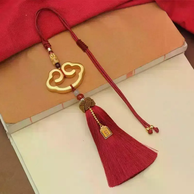 Chinese Style Cloud Shaped Lock Tassel Hanging Ornament Car Rearview Mirror Pendant Home Hanging Decoration Festival Gifts