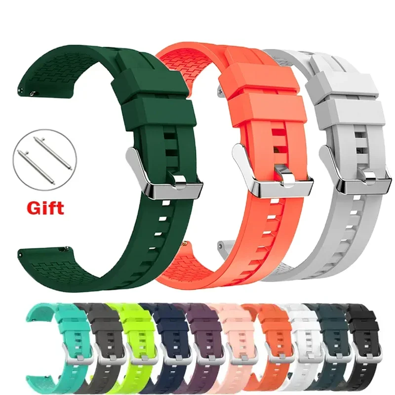 20mm 22mm Silicone band for Samsung Galaxy Watch 7-6-4-5 pro-6 classic/Active 2 40/44mm strap huawei watch gt 3-2-4 pro bracelet