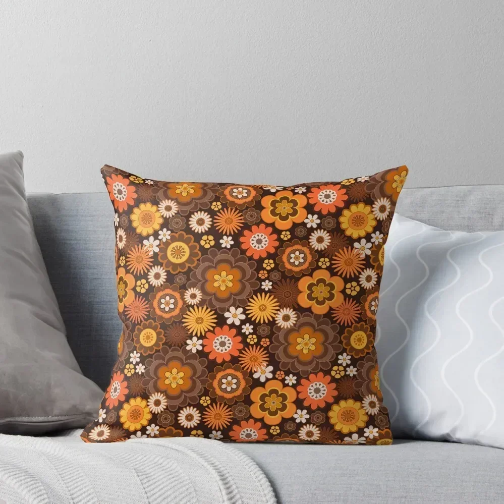 

Vintage Retro 70s Floral pattern Throw Pillow Pillowcases Bed Cushions pillow pillowcase Couch Cushions pillow