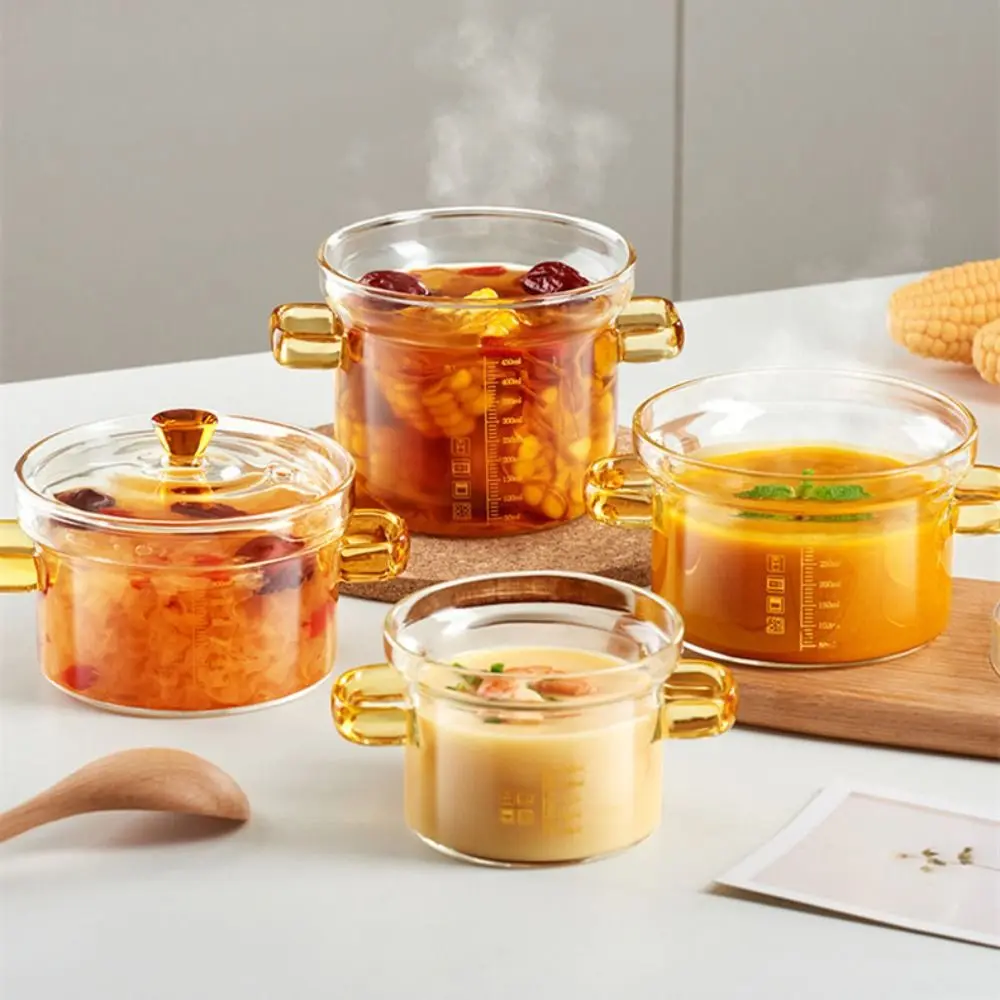 Salad Bowl Glass Soup Pot Thickened Mini Glass Stockpot Explosion-proof Heat-resistant Cooking