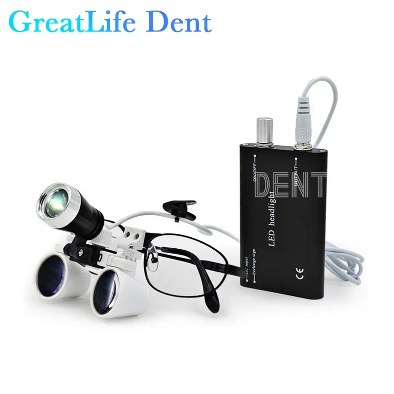 

GreatLife Dent 2.5x 3.5x Magnifying Glasses Dental Headlamp SurgicalLoupes 2.5x 3.5x Led Magnifier