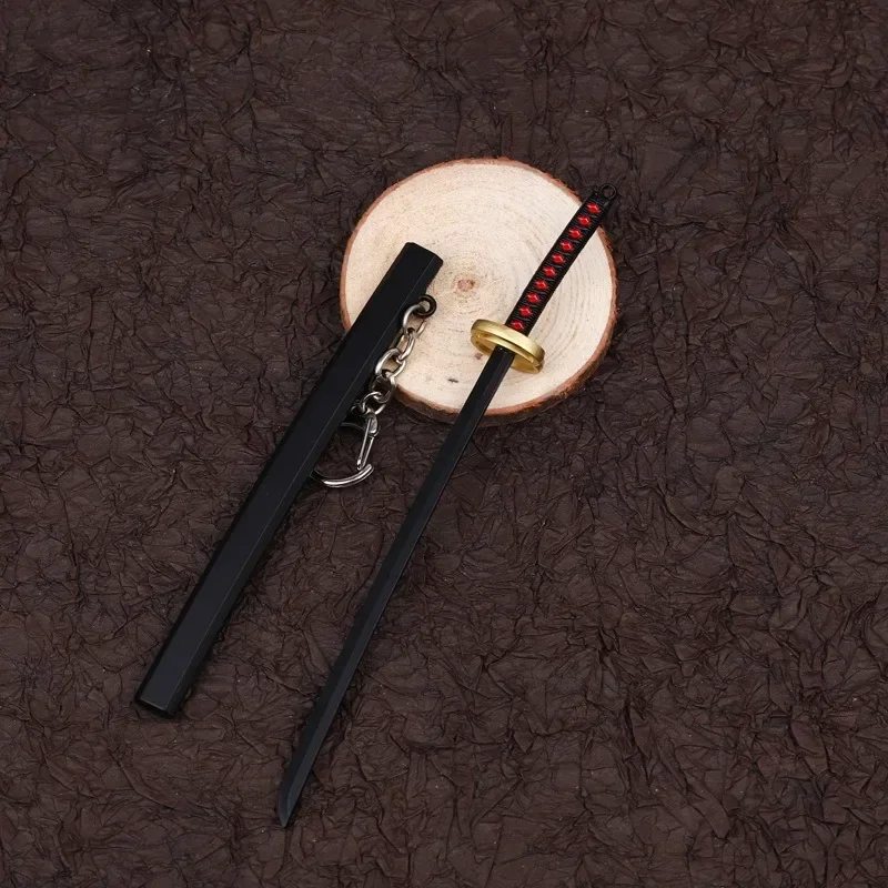 17cm Demon Slayer Sword Keychains Mini Japanese Katana Samurai Key Chain Metal Katana Simulation Pendant Decor Anime Toy Gift