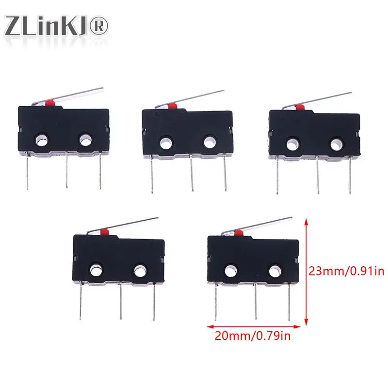 5PCS Long Foot Micro Switch 3Pin NO/NC Mini Limit Switch 5A 250VAC KW12 Snap Action Push Micro Switches Wholesale