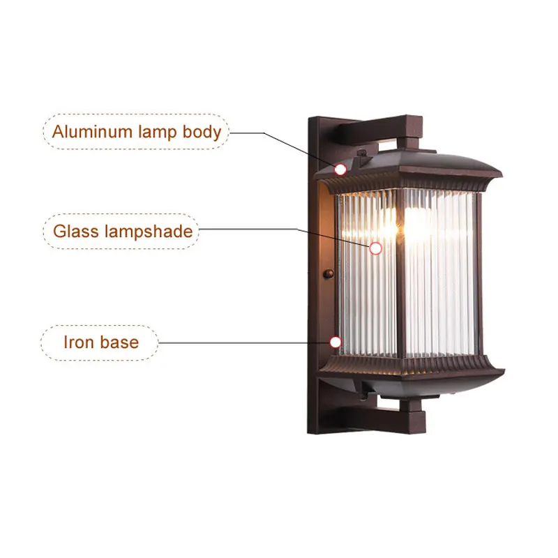 LED Outdoor Porch Light Retro Waterproof Lighting European Villa Courtyard House Gate Patio Exterior Wall Corridor Sconce Lamps