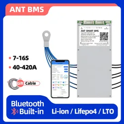 ant smart bms 7-16s 40a-420a 7s bms 24v 13s bms 48v 40a Supports Li-Ion LiFePo4 LTO built-in Bluetooth with UART band balancing