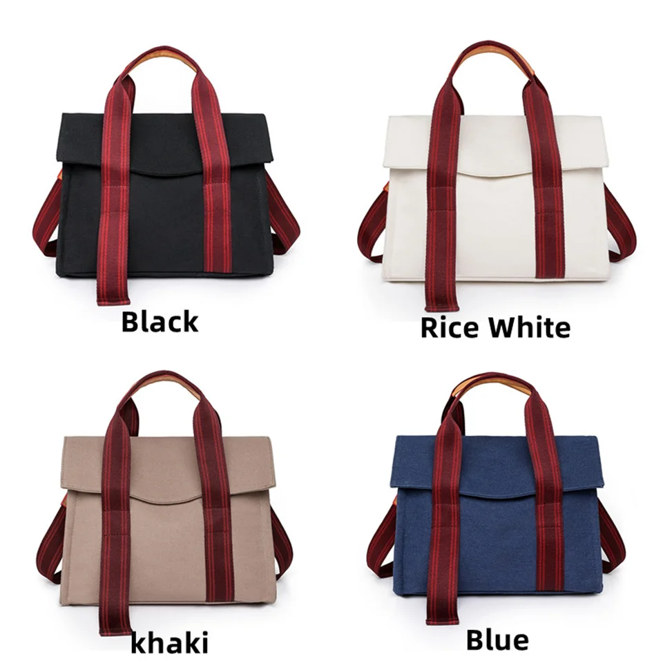 Bolsos de mano de lona simples, bolsos cruzados de gran capacidad, bolsos de hombro portátiles versátiles para viajes y ocio, Color sólido