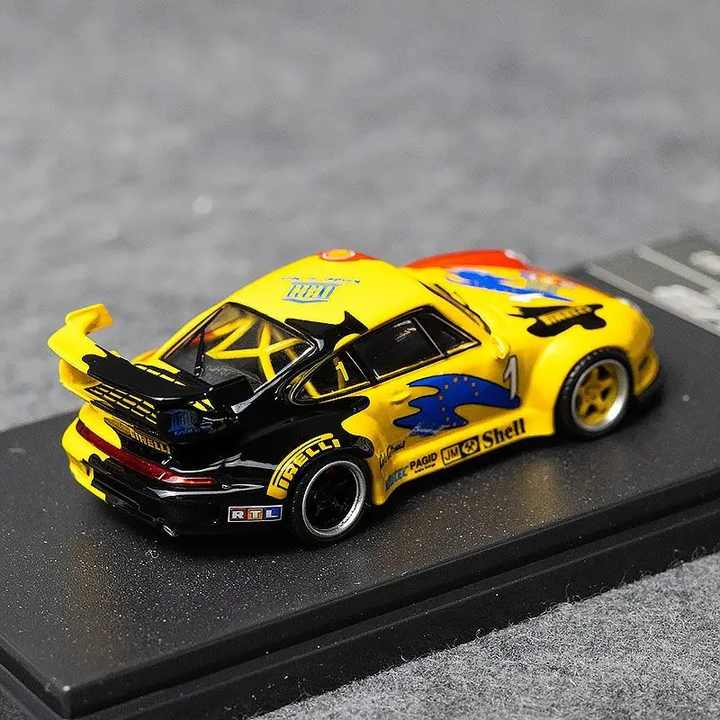 HL Diecast سيارة 1/64 مقياس بورش 993 RWB نموذج سيارة رياضية واسعة الجسم سبيكة بورش 993 RWB لعب نموذج المركبات لعب للأولاد