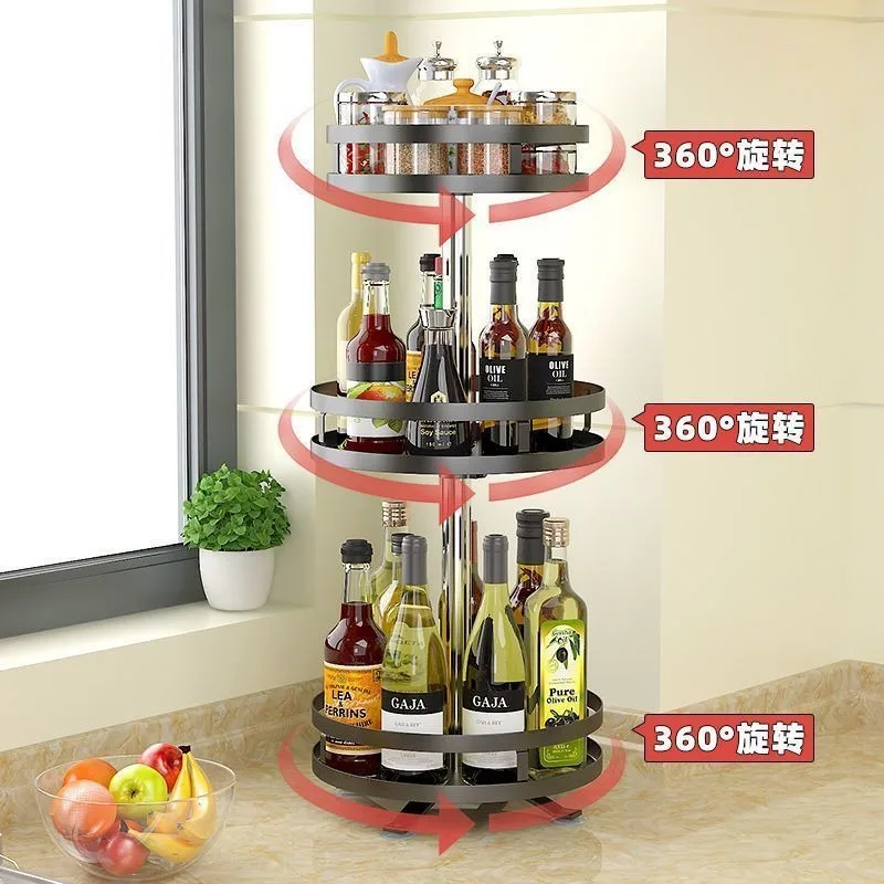 360 ° Rotatable Kitchen Seasoning Storage Rack, Household Countertop, Multifunctional Cosmetic Storage Rack