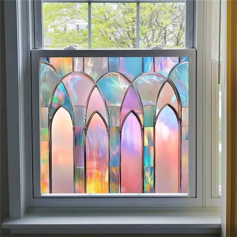 

AA05 Ретро красочные наклейки на окно ПВХ Винтаж церковное стекло наклейка на стену художественная роспись обои для дома